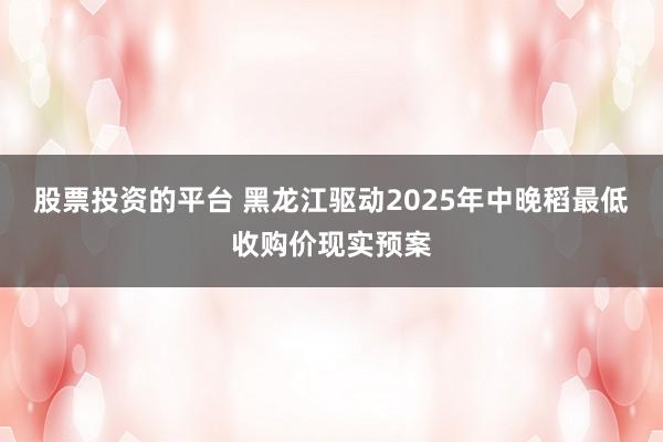 股票投资的平台 黑龙江驱动2025年中晚稻最低收购价现实预案
