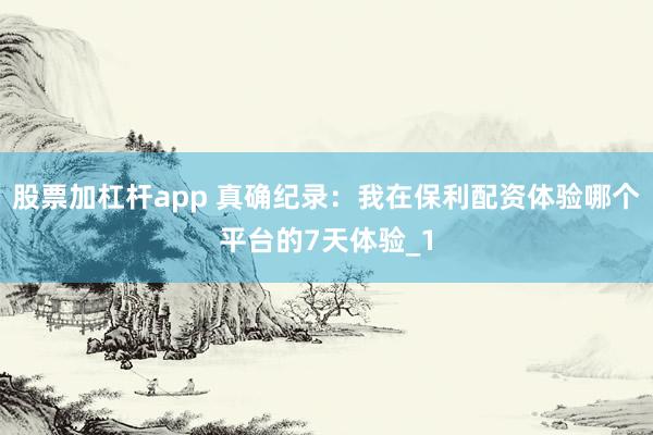 股票加杠杆app 真确纪录：我在保利配资体验哪个平台的7天体验_1