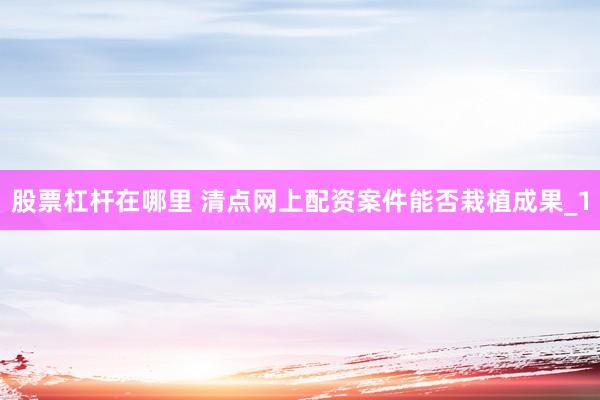 股票杠杆在哪里 清点网上配资案件能否栽植成果_1